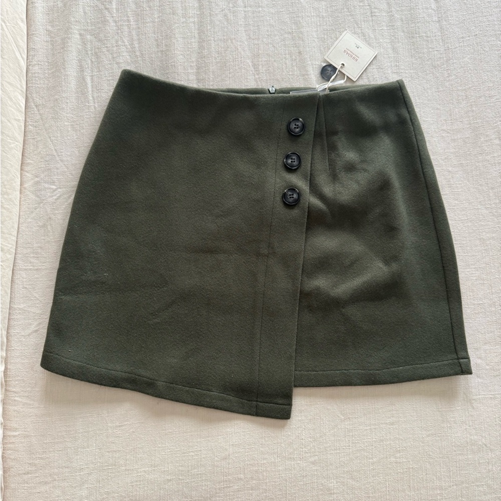RIHOAS Dark Green Mini Skirt with Buttons